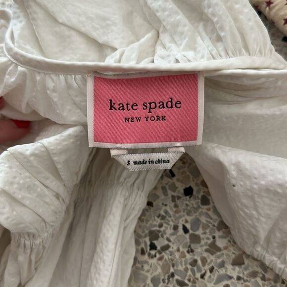 Kate Spade white 100% cotton midi dress small s sundress - Picture 9 of 10
